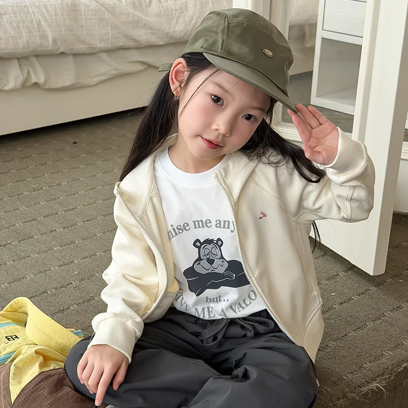 Children Korean Slim Fit Hooded Sweatshirt Jacket Slightly Cool Spring and Summer Simple Casual Top