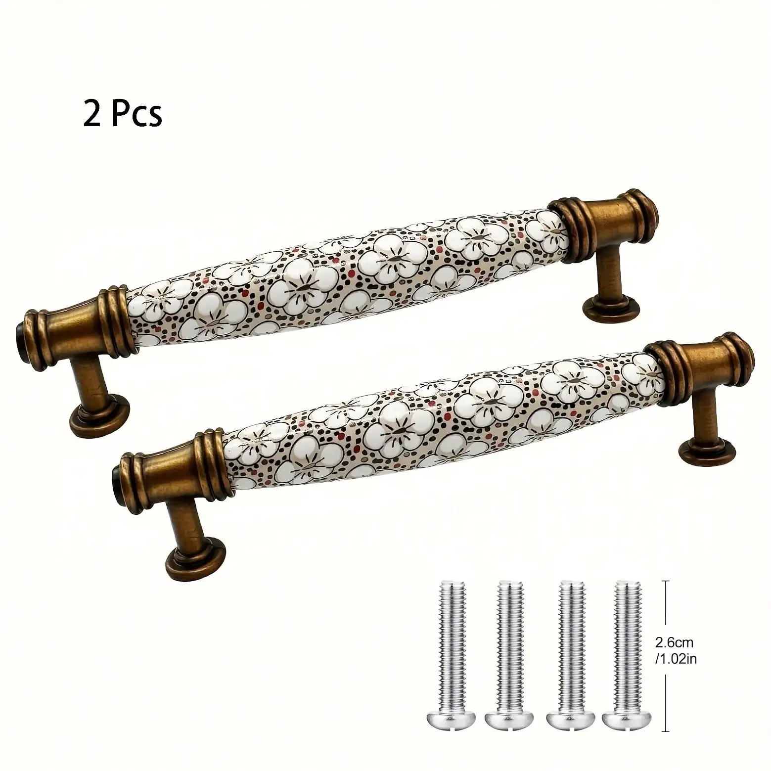 

2 Pcs Ceramic Handles Vintage Door Handles Indoor Hole Distance 128mm Zinc Alloy Cabinet Cupboard Dresser Door Ceramic Pulls