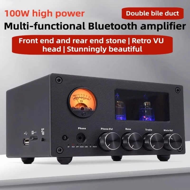 

Ламповый аудиоусилитель HIFI, выходная мощность 100 Вт, Bluetooth 5.0, компактный усилитель, USB, TF-кардридер, оптический/коаксиальный вход