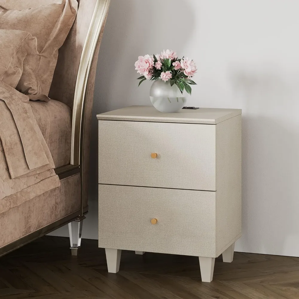

Bedside Table with Charging Station, 2 Drawers, 2 AC Outlets and 2 USB Ports, Nightstand for Bedroom, Modern, Customized