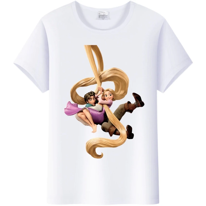 Kawaii Disney Cartoon Women Blouse Tangled Princess Ladies T-shirts Summer Top Y2k Harajuku Korean Oversized Clothes Girl Shirts