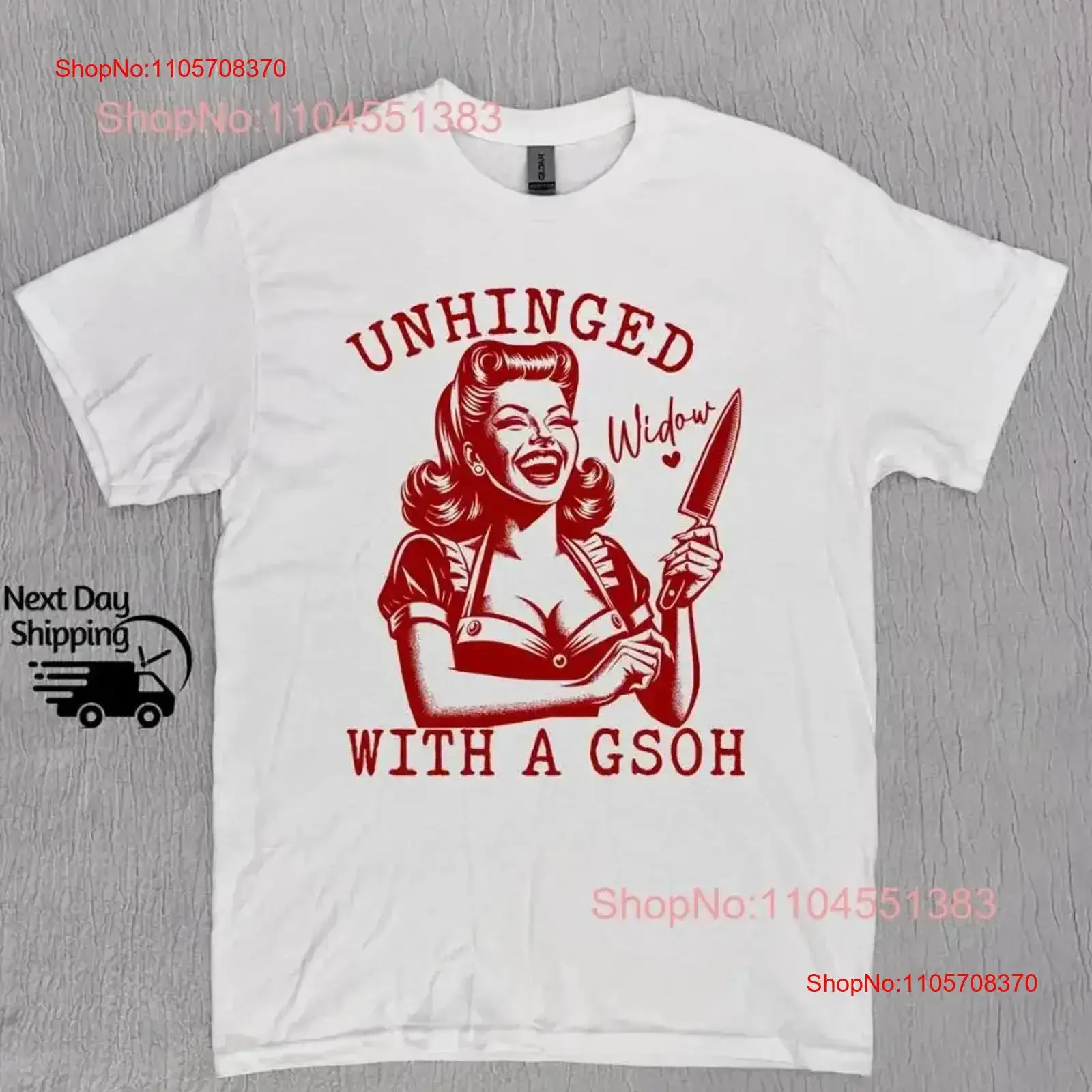 Retro Unhinged Widow With A Gsoh Vintage 90s T Shirt Size S 5XL vintage Washed Comfortable Stretched Slightly Casual Breathable
