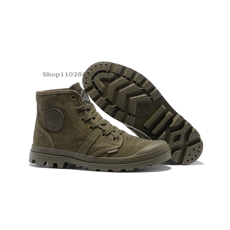 PALLADIUM High-top Boots Pallabrouse Military Ankle Canvas Boots Casual Shoes Outdoor Walking Shoes for Men and Women