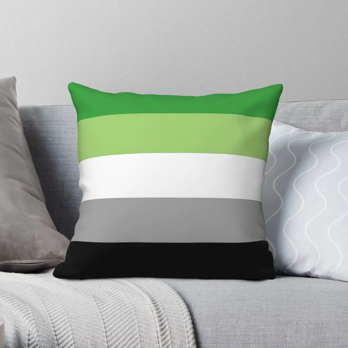 Aromantic Flag LGBT Square Pillowcase Polyester Linen Velvet Printed Zip Decor Home Cushion Cover