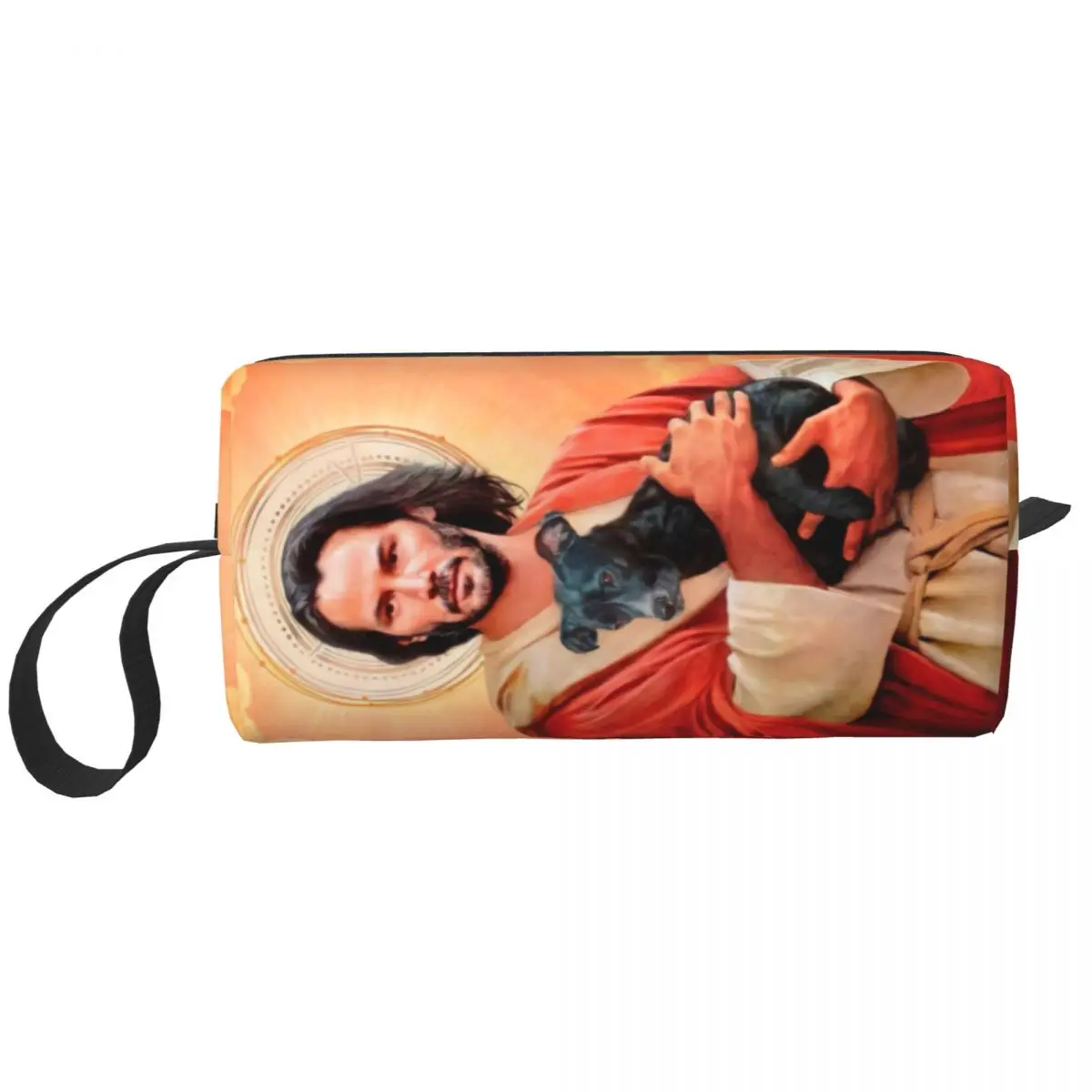 Travel Jesus Saint Meme Keanu Reeves Toiletry Bag Portable Cosmetic Makeup Organizer Women Beauty Storage Dopp Kit Box