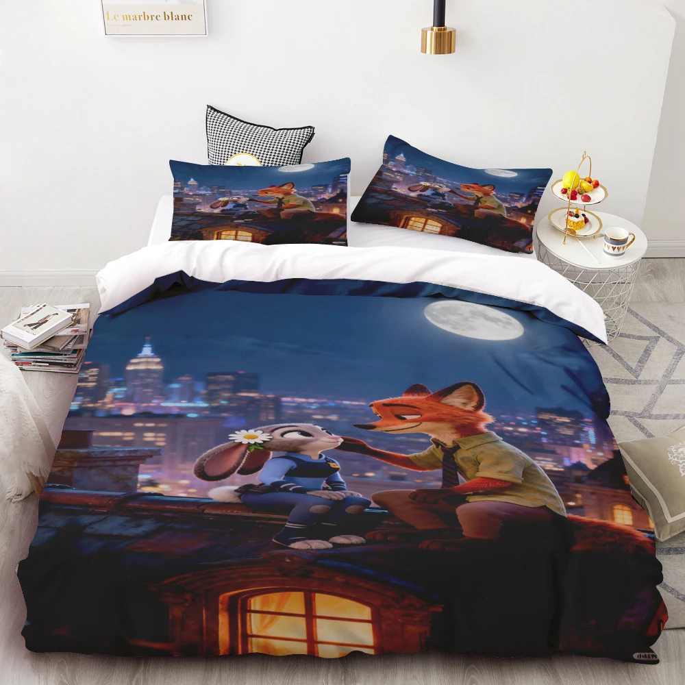 

Zootopia Cartoon Duvet Cover Set Cartoon Nick Wilde Judy Hopps Bedding Set Pillowcase Best Gifts Boys Girls Soft and Comfortable