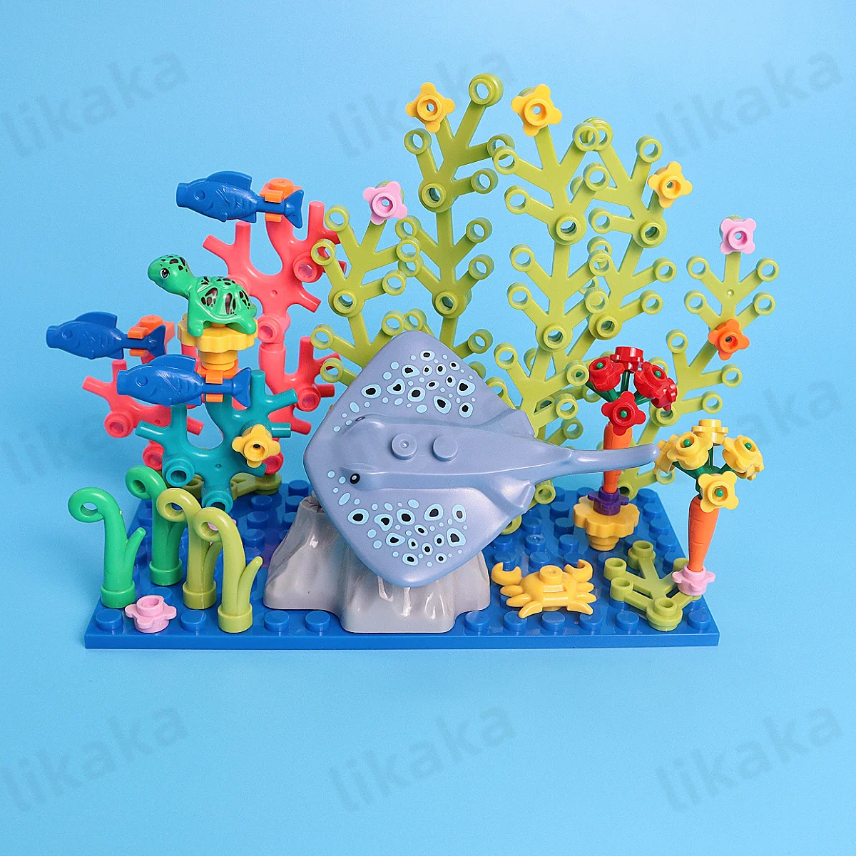 Underwater World Sea Animals Building Blocks Toys MOC Rays Turtles Fish Octopus with Water Plants Blocks Set DIY Toys for Kids