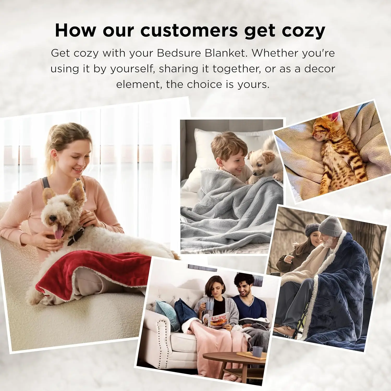 Cobertor de lã Sherpa tamanho Queen, lance de pelúcia quente e grosso para o inverno, cinza 90 x 90 polegadas