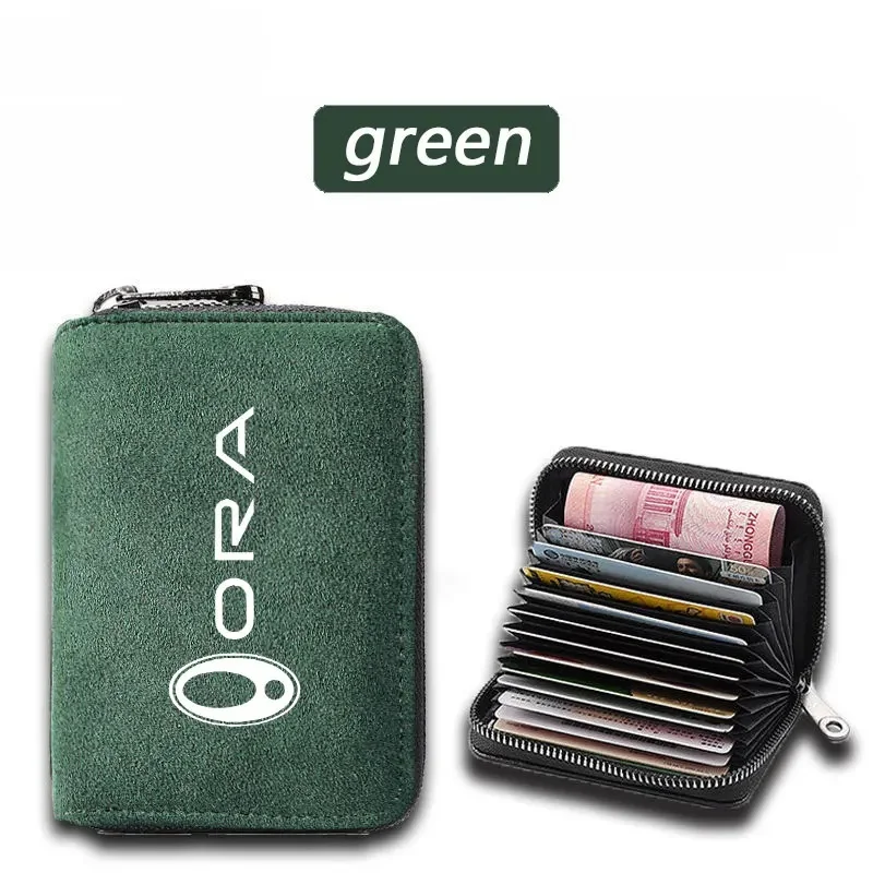 Multi-functional Suede Car ID Card Wallet Fit Great Wall ORA Good Cat Lightning Cat Punk Cat Zipper Coin Card Bag