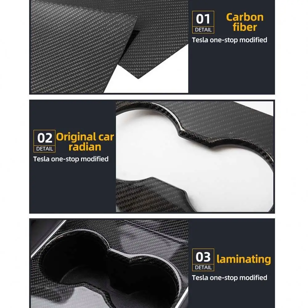 New Energy Vehicle Parts & Accessories Real Carbon Fiber Center Console Protective For Tesla Model 3 2017-2021 Accessory Model3