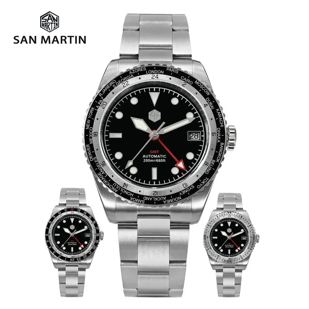 

San Martin SN0112-G Men Watches Luxury Sports Diving Watch Japan NH34 GMT Business Automatic Mechanical Sapphire Waterproof 200m