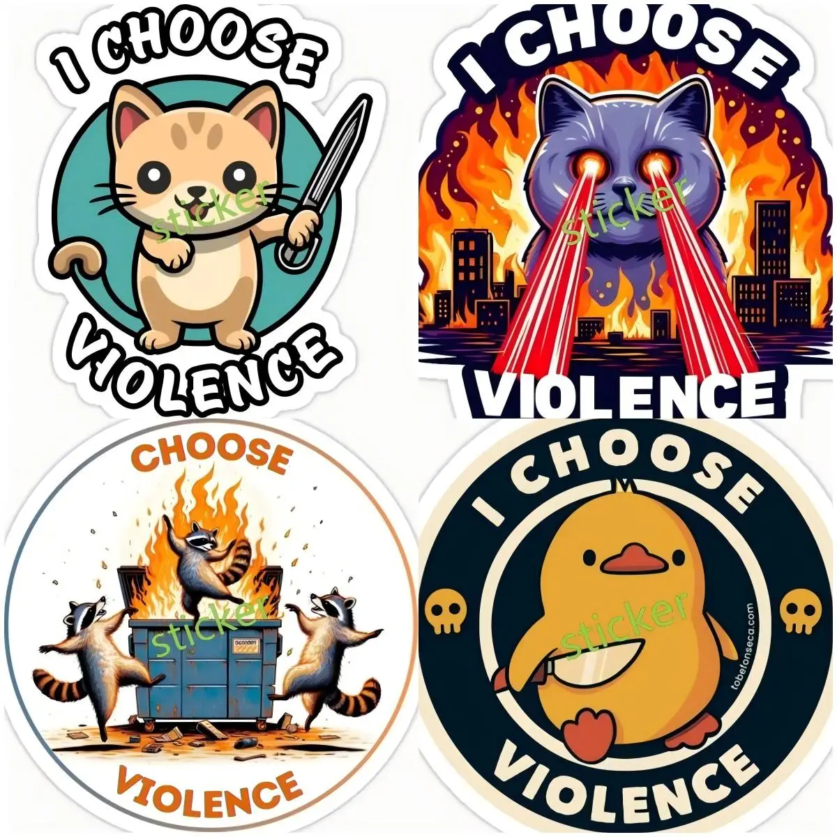 

I Choose Violence Funny Car Stickers Waterproof Scratch Occlusion Decals Laptop Motorcycles Auto Decoration