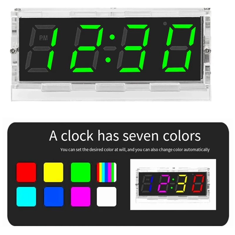 SCLS Colorful Digital Clock Accessories Parts Colorful RGB Digital Alarm Clock Microcontroller Circuit Board Welding DIY Product