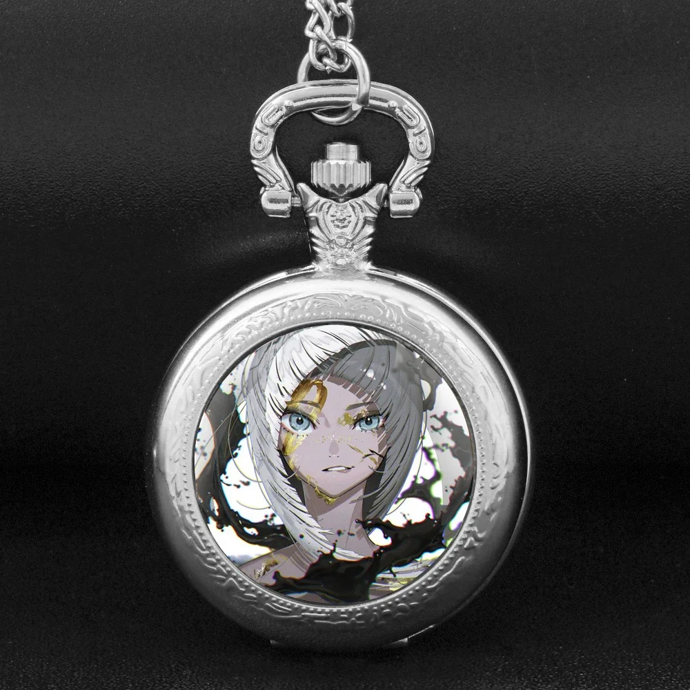 Exquisite Animation Design Glass Dome Quartz Pocket Watch with Arabic Numerals Dial Durable Chain Perfect For Gifts