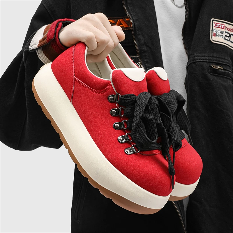 

2025Summer Breathable Comfortable Lightweight High-Quality New NicheQLarge Size Men's Leather Shoes Black Red39-44