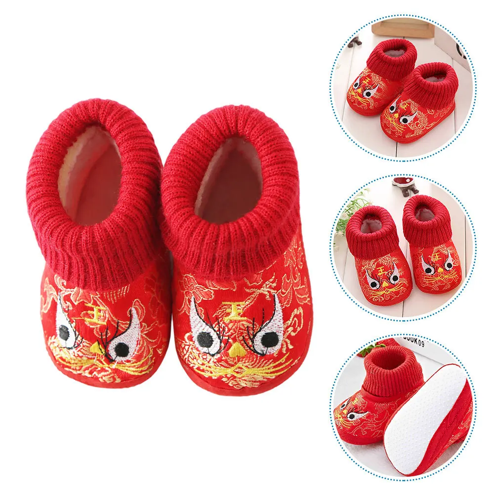 

1 пара детских теплых туфель с головой тигра, утолщенная зимняя повседневная обувь, дышащая нескользящая подошва для детей, обувь с тигром