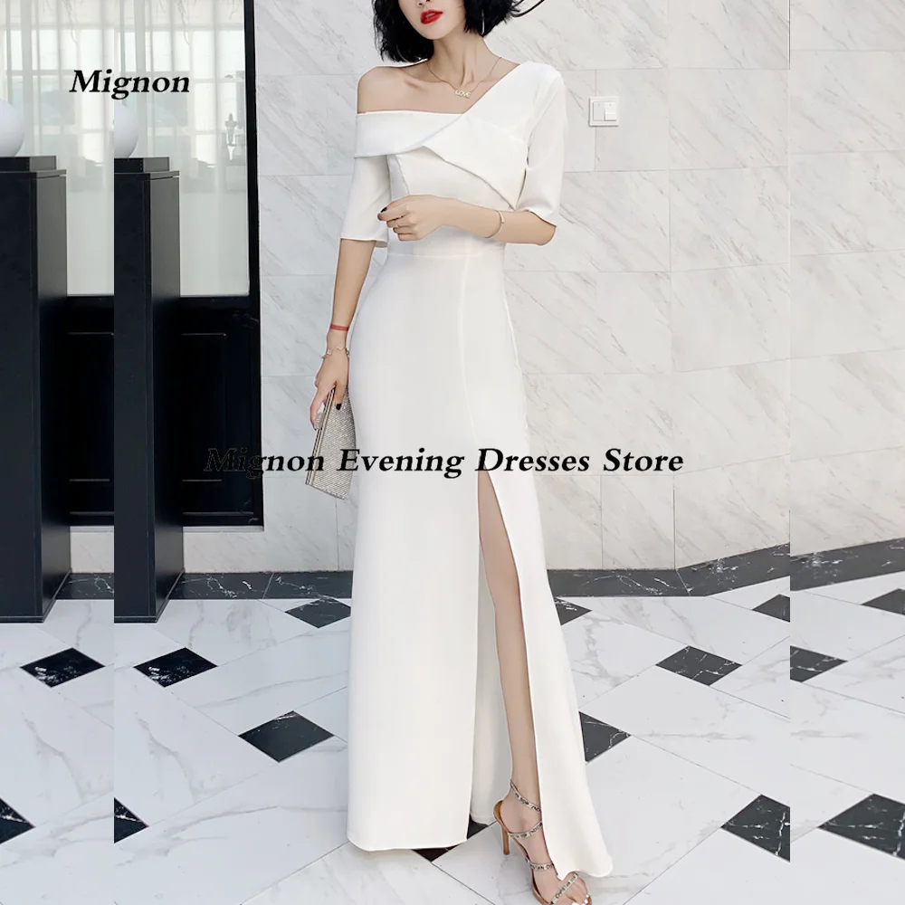 

Mignon Empire Satin Prom Gown Off-the-shoulder Neckline Evening Ankle-Length Formal Elegant Party Dress for Women 2023