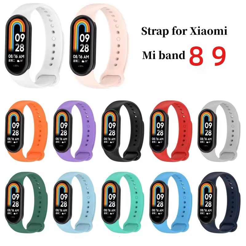 Silikonarmband für Xiaomi Mi Band 8 9, Sportgürtel, Ersatzarmband, wasserdichtes Smart Band 8 9, NFC-Uhrenarmband-Zubehör