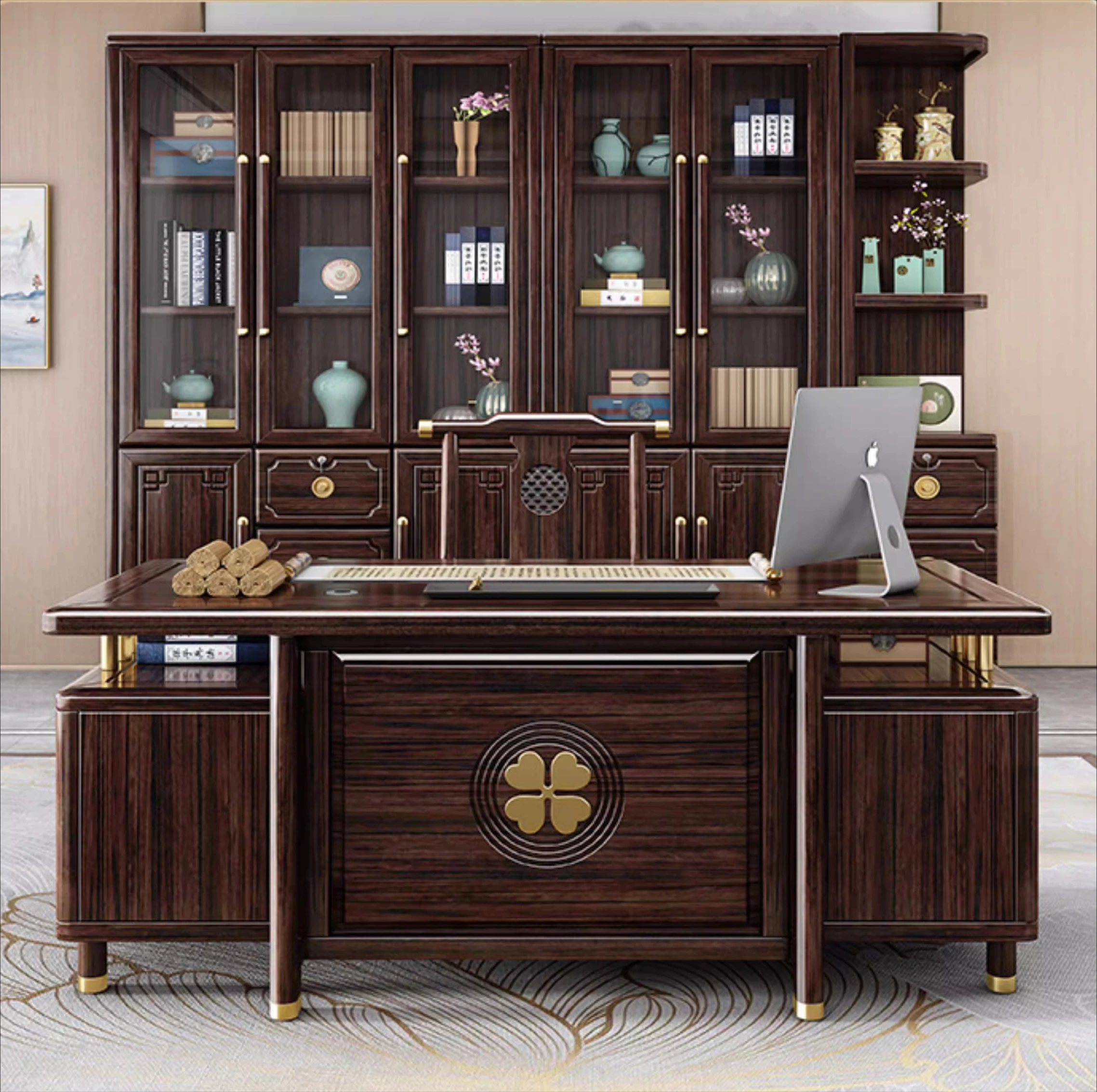 

Стол из массива дерева для домашнего офиса, настольный светильник для босса, роскошный современный письменный стол