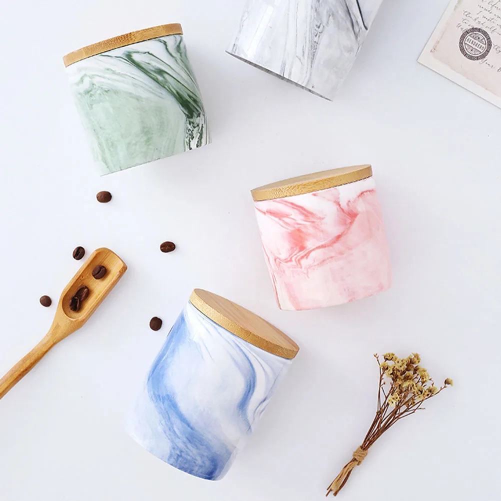 

Marble Design Sealed Storage Canister Multi-Function Ceramic Tea Container Household Practical Decorative