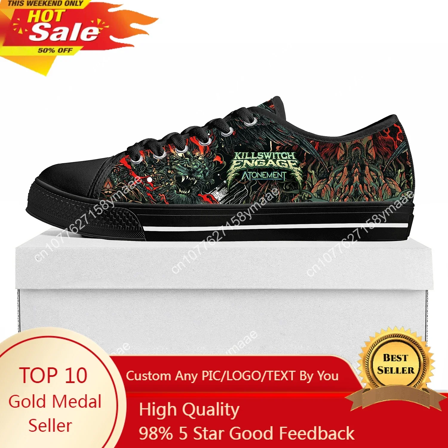 Killswitch Engage Low Top Sneakers Womens Mens Teenager High Quality Sneaker Canvas Casual Custom Made Shoes Customize Shoe