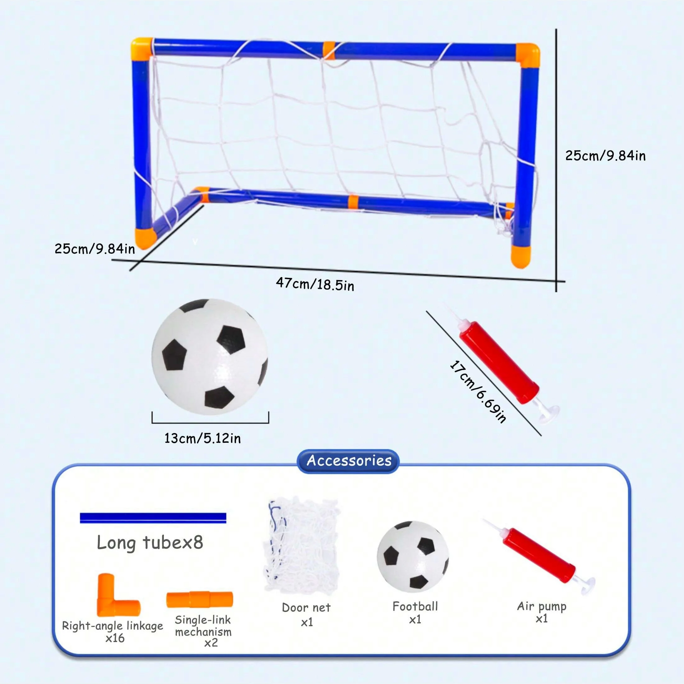 كرة قدم قابلة للطي، مع مجموعة عمود باب قابل للإزالة، مع مضخة هواء، سلع رياضية للأطفال، متانة عالية في المنزل، مناسبة للاستخدام الداخلي والخارجي #6