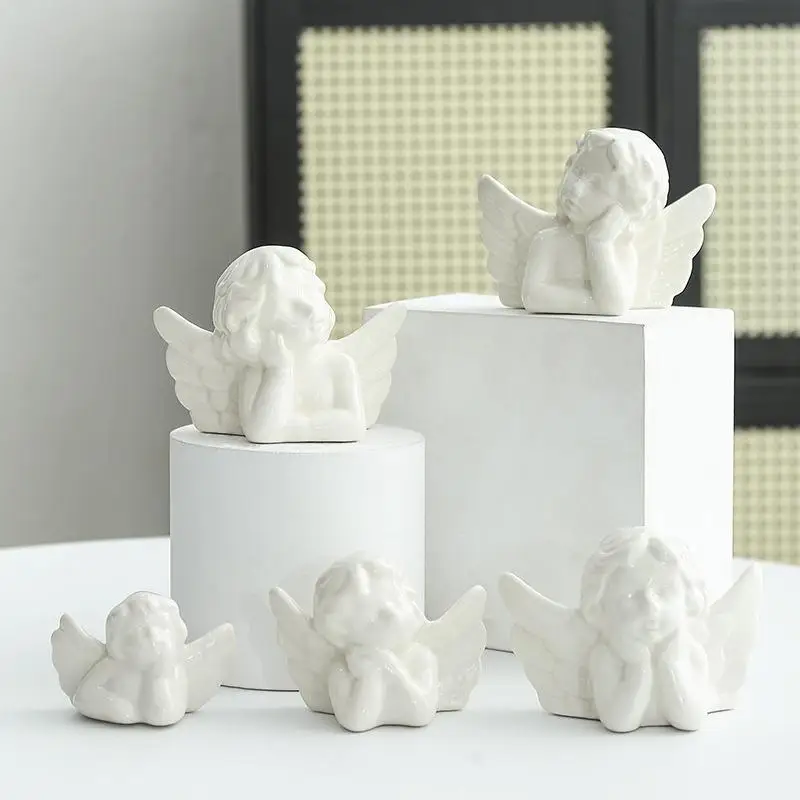 Ceramic Angel Ornament Creative Simple Modern Light Luxury Home Decor Living Room Desktop Entrance Atmosphere Fun Crafts