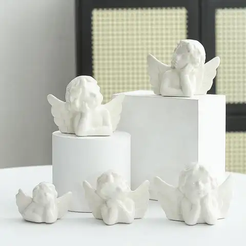 Ceramic Angel Ornament Creative Simple Modern Light Luxury Home Decor Living Room Desktop Entrance Atmosphere Fun Crafts