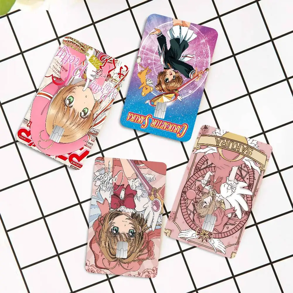 C-CardcaptorS S-Sakura Anime Cartoon Bear Skin Sticker Film Tape Case For Big Credit Debit Card Front Side
