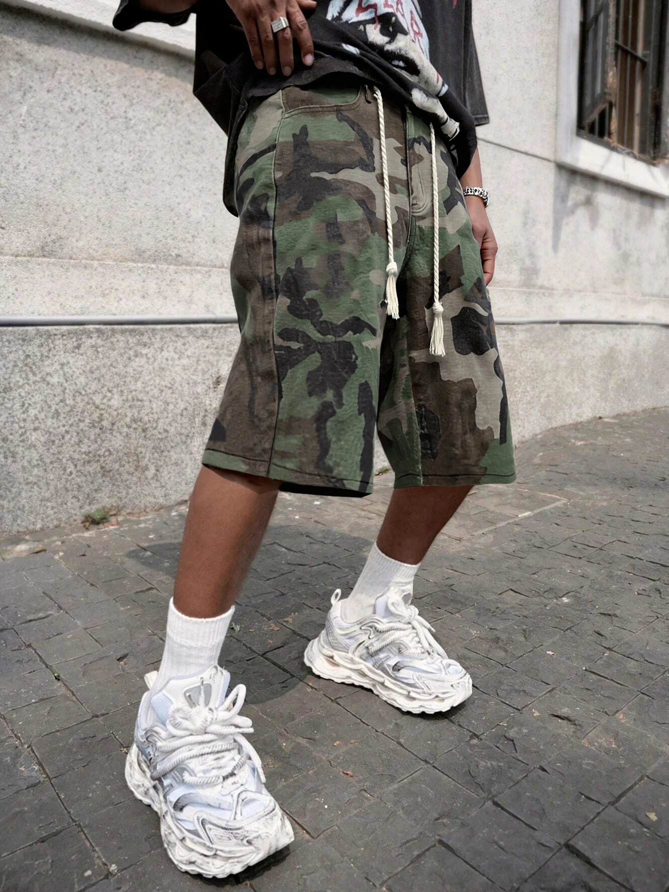 

Мужские повседневные камуфляжные шорты, шорты оверсайз, мужские уличные шорты, военные зеленые камуфляжные шорты, зеленые шорты, мужские