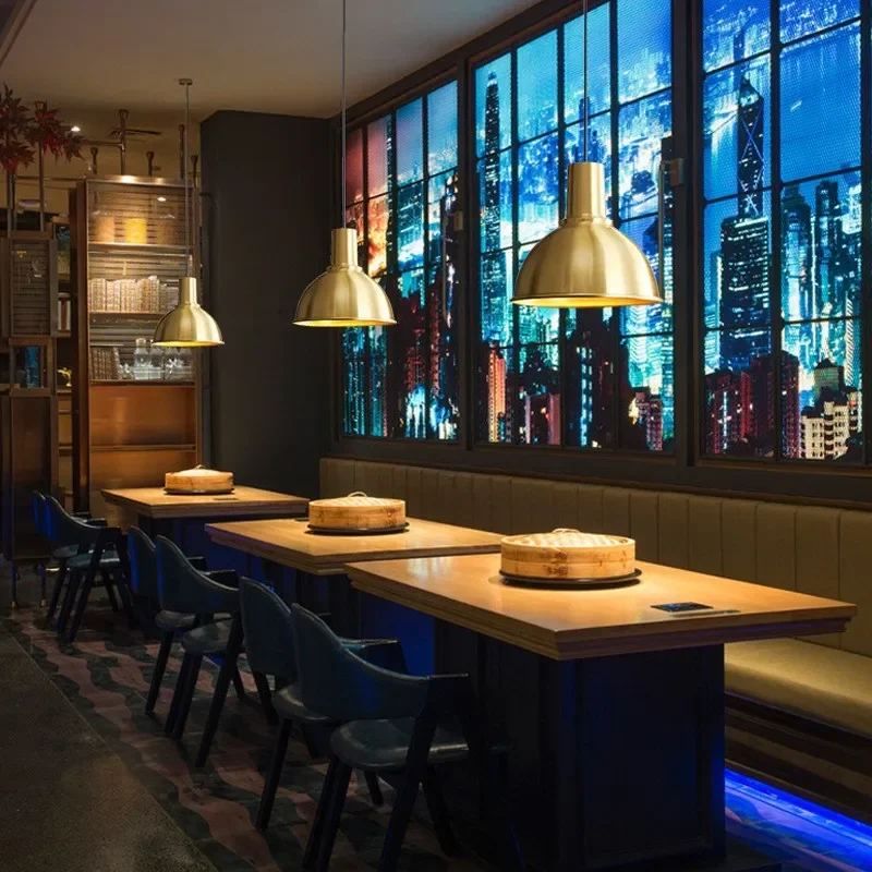 Gouden kroonluchter Scandinavische restaurantkleding kapperslicht luxe internet beroemdheid bar enkele kop potdeksel creatieve lampen