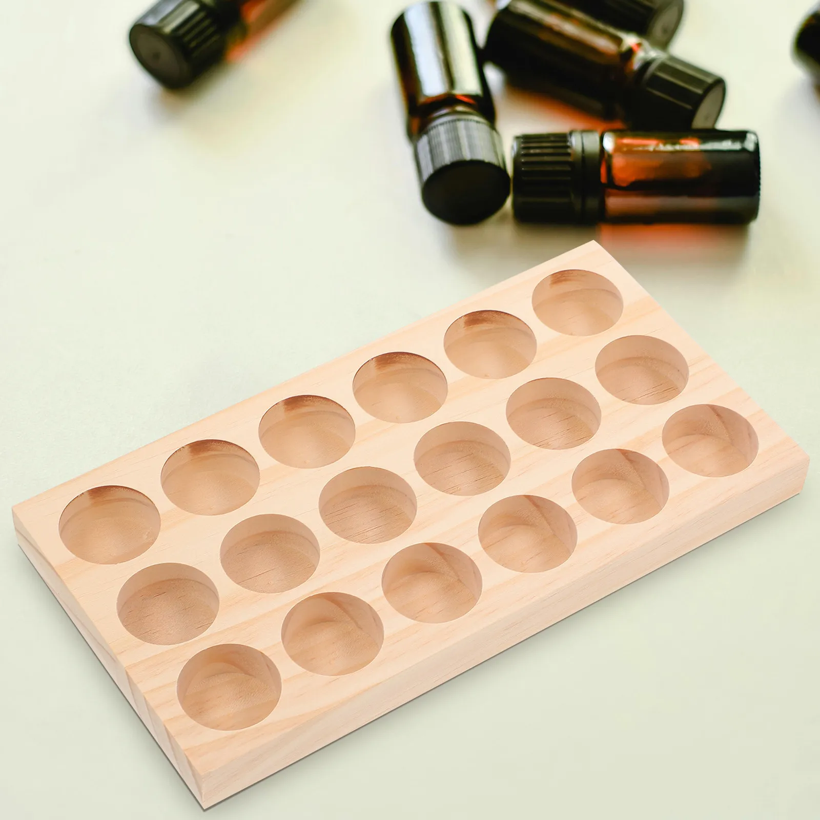 18 Slots Essential Oil Storage Organizer Wooden Essential Oil Display Stand Portable Bottle Holder Perfume Bottle Case
