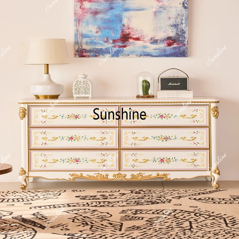 

High-end bedroom French living room against the wall porch storage bedside chest