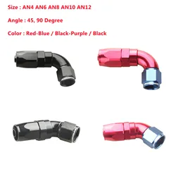 AN4 AN6 AN8 AN10 AN12 45/90 stopni Aluminiowa złączka obrotowa z pełnym przepływem Końcówka węża Czarny, czerwony/niebieski