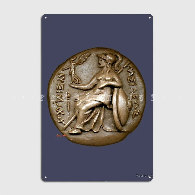 Athena Pallas Athene 2: Greek Drachma Metal Sign Wall Cave Mural Vintage Plaques Tin Sign Poster