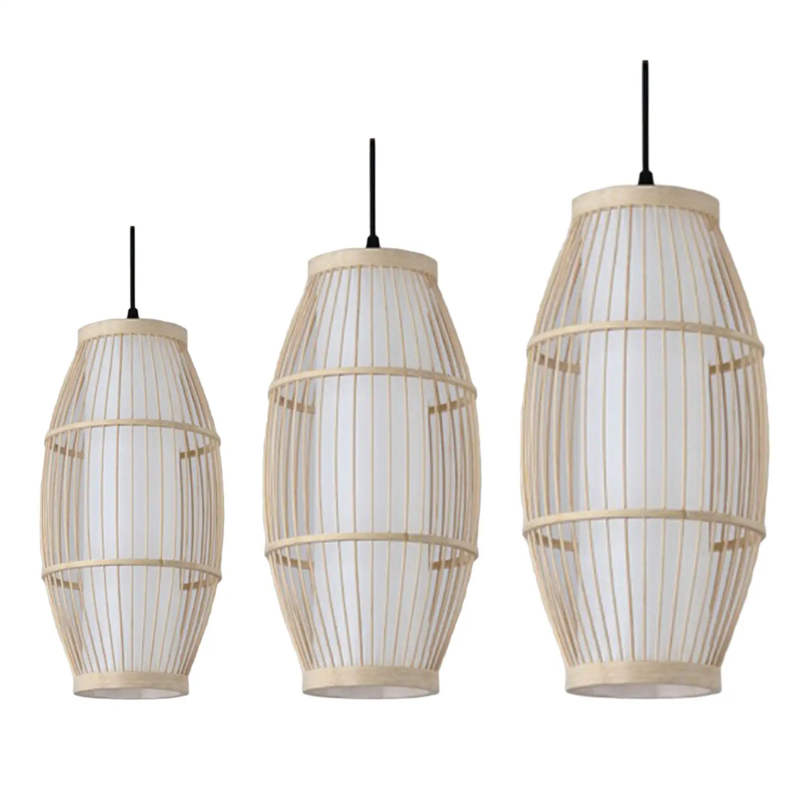 Chinese Style Bamboo Chandelier Imitation Parchment Decor Decorative Hanging Weave Creative E27 Lantern Light for Homestay Hall