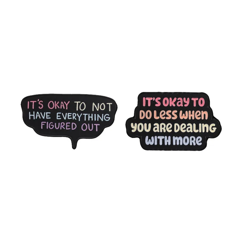 New Gentle Healing English Slogan Brooch Emotional Encouragement Text Metal Badge Casual Commuting Pin DIY Clothing Accessory