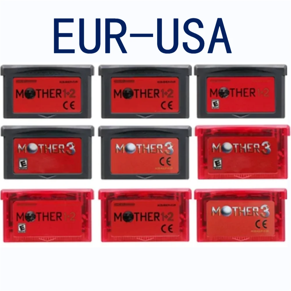 Mother Series GBA Game Cartridge 32 Bit Video Game Console Card Mother 1 2 3 USA/EUR/ESP/FRA Version Gray Red Shell for GBA NDS
