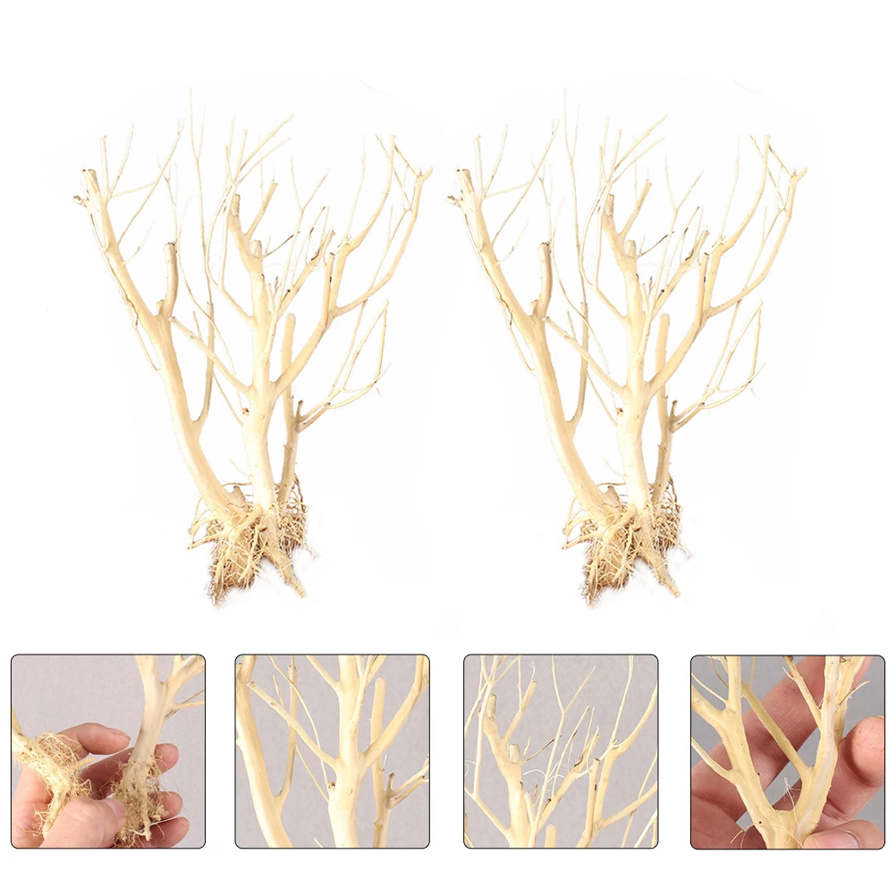 

2pcs Natural Aquarium Landscape Twigs Fish Decorative Branches Hard Non-Fading Resin Craft Ornaments Fish Tank Supplies Creative