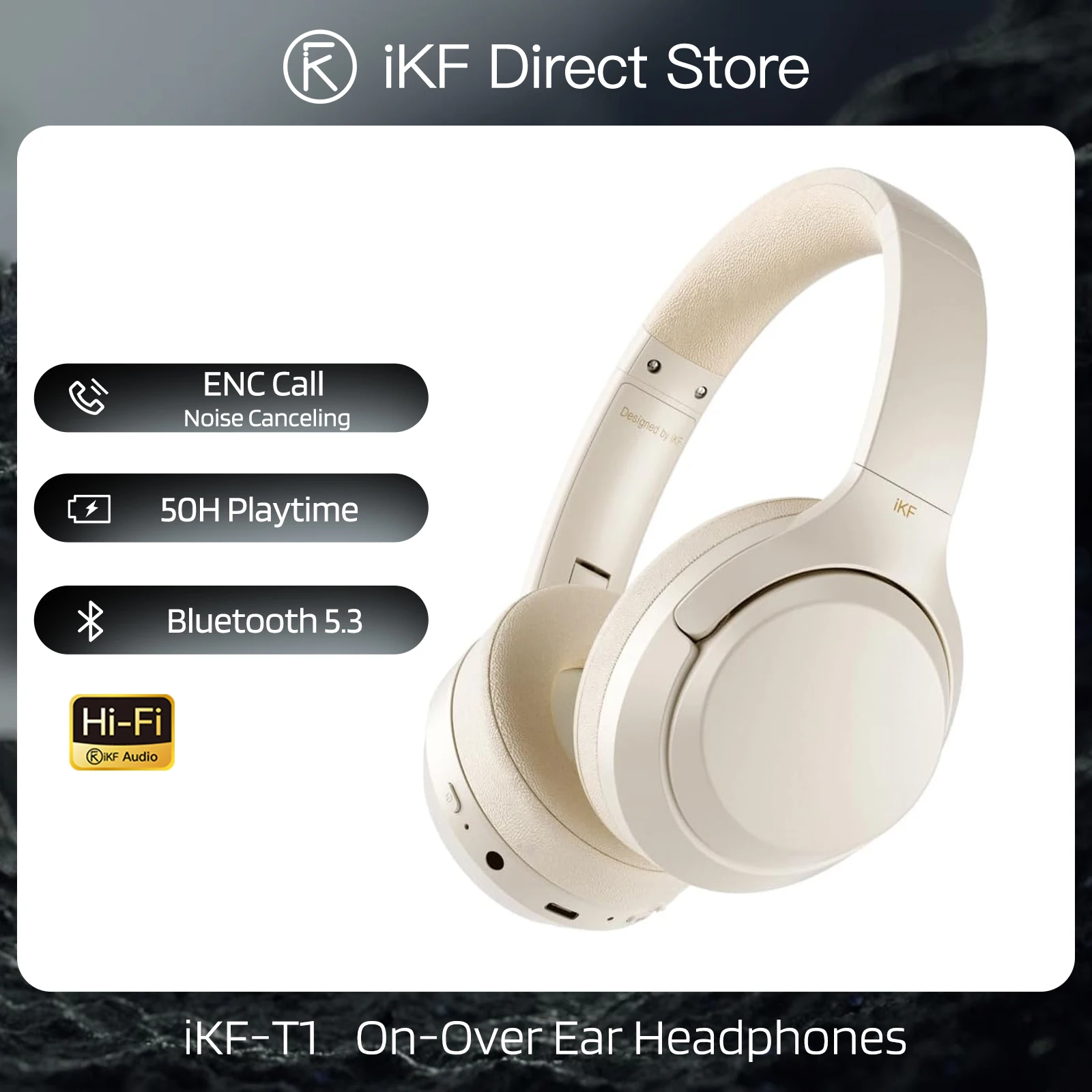 

iKF-T1 Wireless Headphones Bluetooth 5.4 ENC Call Noise Cancelling Headset HiFi Game earphone With microphone 50 Hours Playtime