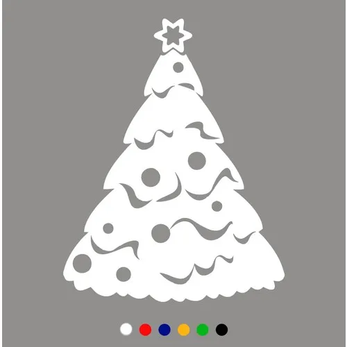 New Jargon Christmas Decorations Snowy Pine Tree Sticker Decal-White