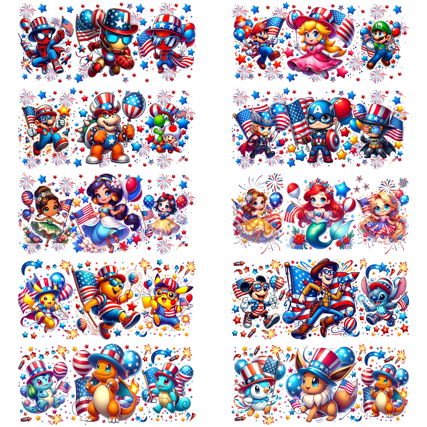 

10 sheets Festival Series easy peel waterproof DIY sticker 3D transfer uvdtf crystal sticker 16 oz uvdtf cup wraps sticker