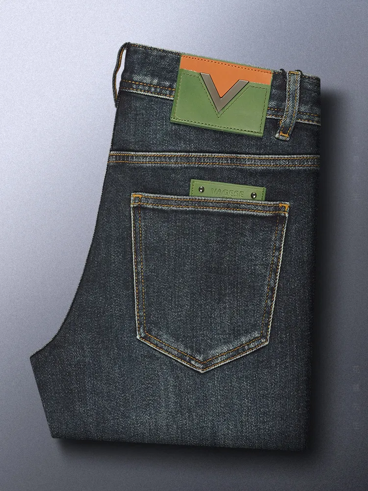 2026 Autumn New Men's Luxury Jeans Slim Fit Straight Stretch Denim Pants Fashion Casual All-match Trousers