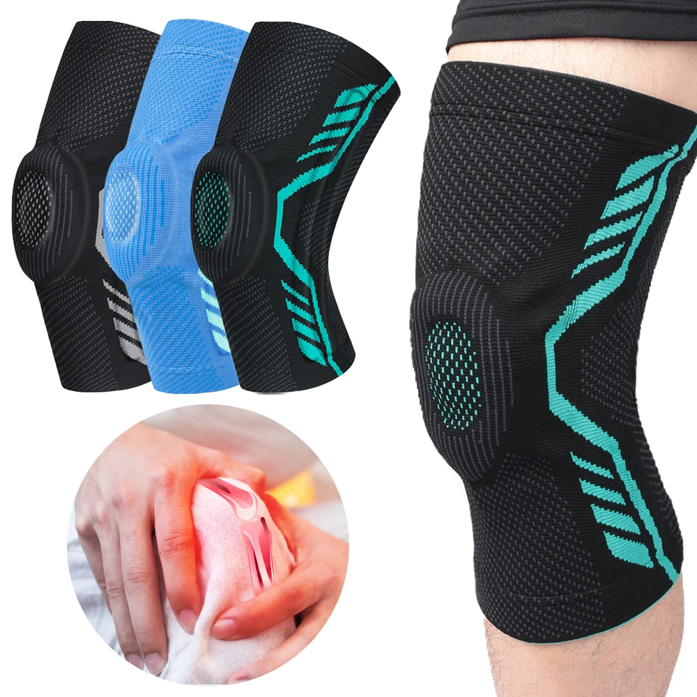 2Pcs=1Pair Compression Knee Support Brace with Patella Gel Pads and Side Stabilizers - for Arthritis Pain,Running,Sports