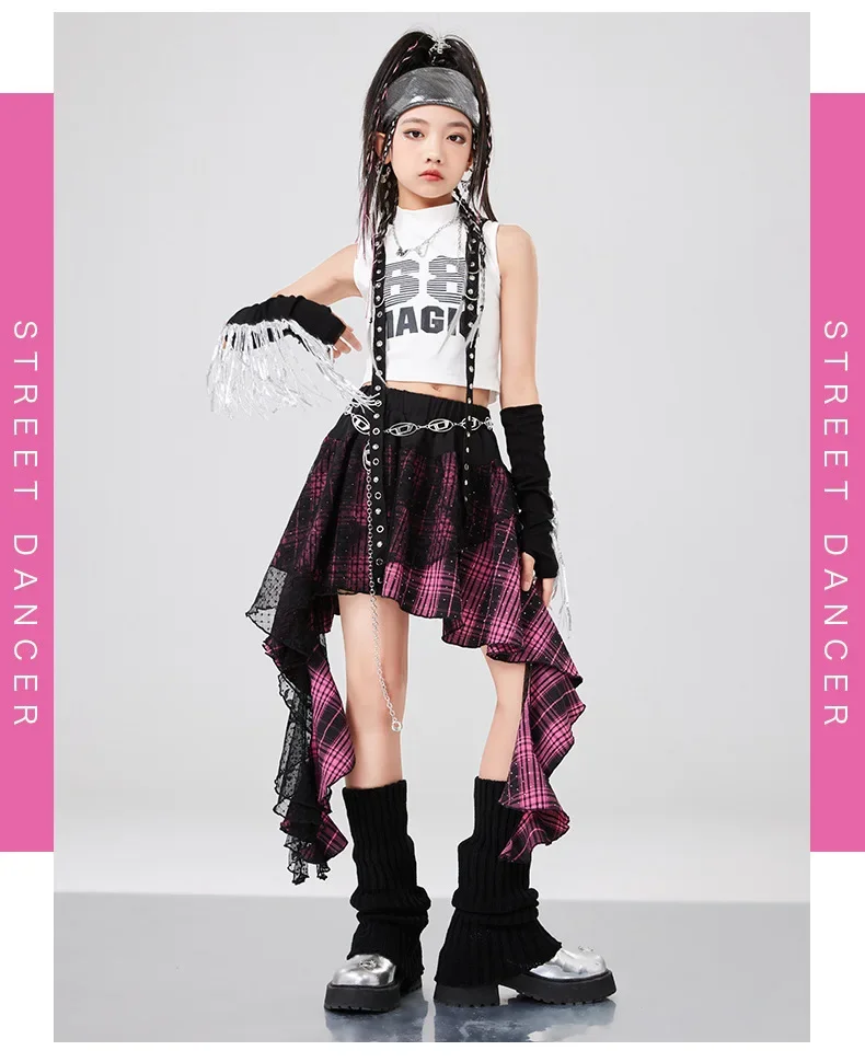 Mädchen Jazz Hip-Hop Tanzkostüme Set Bühnenoutfits für Mädchen Gruppen Kpop Mode Laufsteg-Show Tanzbekleidung Sets – Detail 10