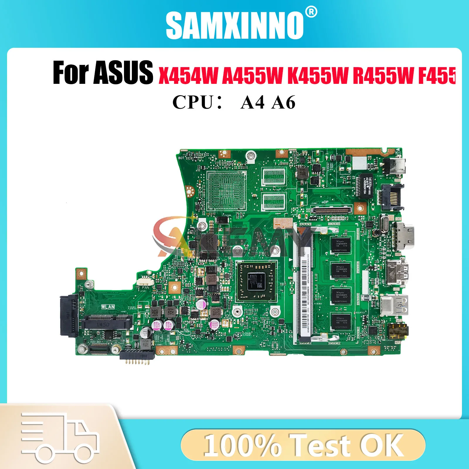 

X455WA Материнская плата для ноутбука ASUS VivoBook X455WA K455W X455W R455W X455WE F455W A455W X454W Материнская плата с процессором A4 A6 тест в порядке
