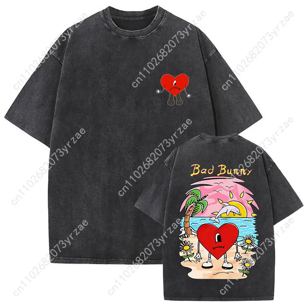 Camiseta Retro Bad Bunny Un Verano Sin Ti para hombre y mujer, camiseta Vintage de alta calidad, camisetas de algodón de manga corta a la moda suaves y transpirables