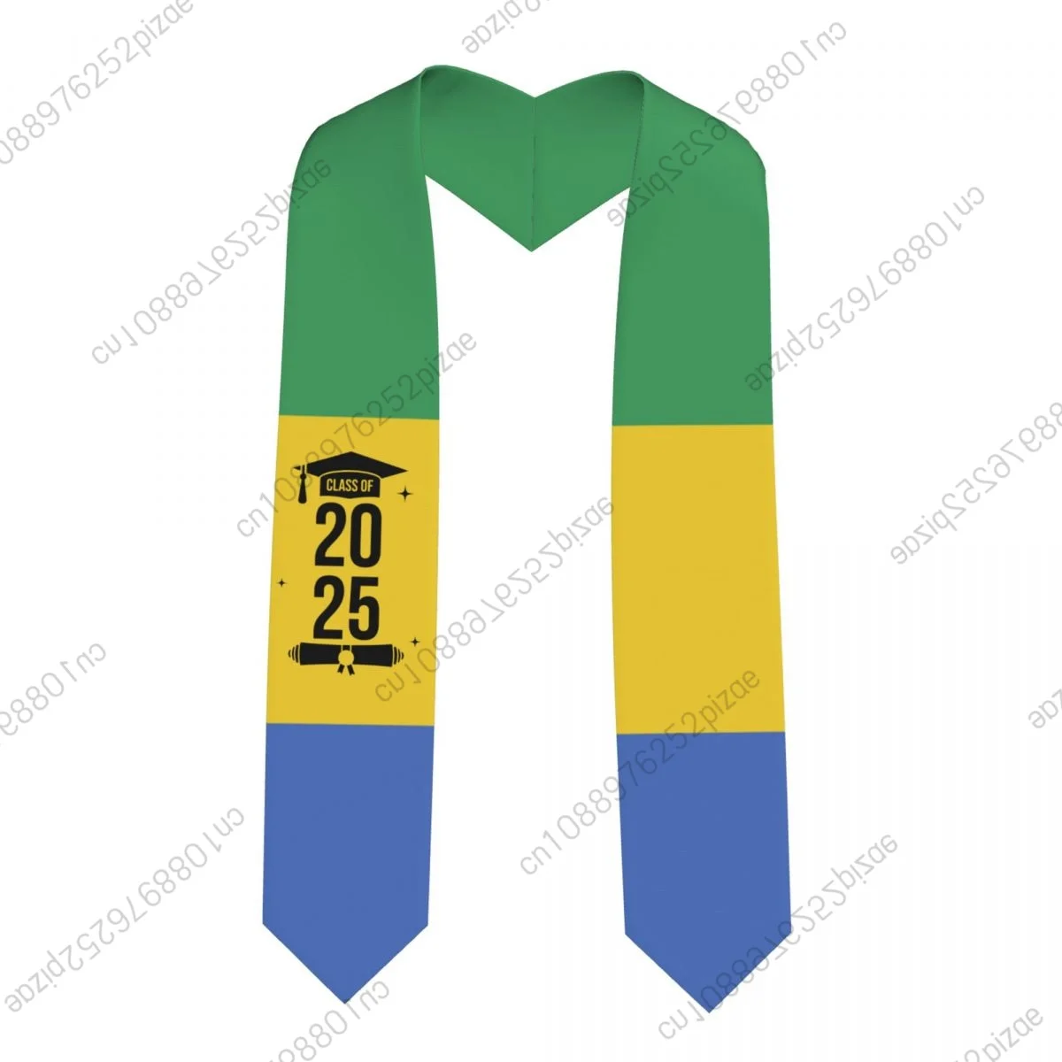

New Gabon Flag Class Of 2025 183*13CM Graduation Stole Sash Scarf For International Students Proud
