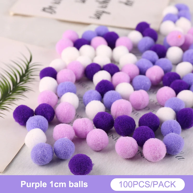 100 Pcs/lot Macaron Pompom Fluffy Ball 10mm Coloful Plush Ball Handmade Craft DIY Decor Toy Hairband Material Accessories