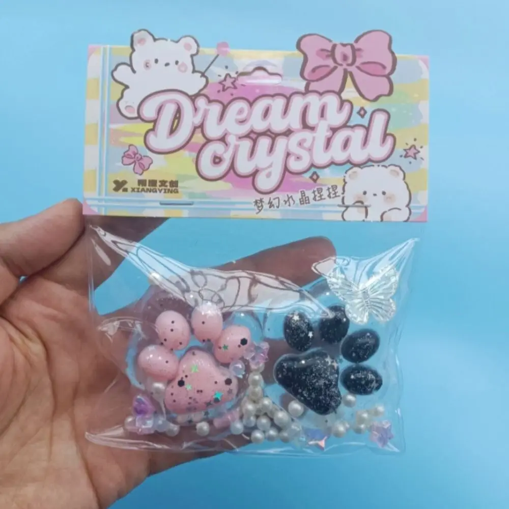 Sensory Toys Blingbling Cat Paw Pinch TPR Transparent Cat Paw Slow Rebound Soft Bow Squeeze Cat Paw